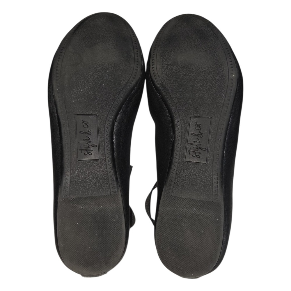 Style & Co. Black Ballet Flats with Elastic Ankle Strap - Picture 6 of 6